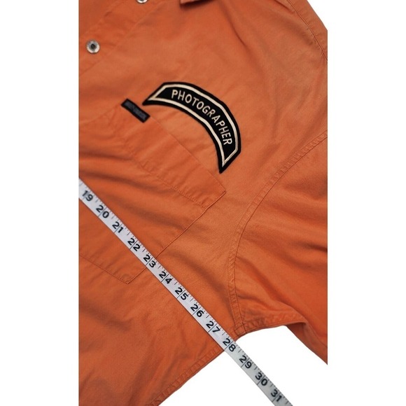 Harley Davidson Photographer Motorcycle Button Up Mechanics Shirt Orange Vtg 2XL - Picture 5 of 8